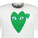 Comme Des Garcons Big Print Green Heart T-Shirt White - Boinclo ltd - Outlet Sale Under Retail