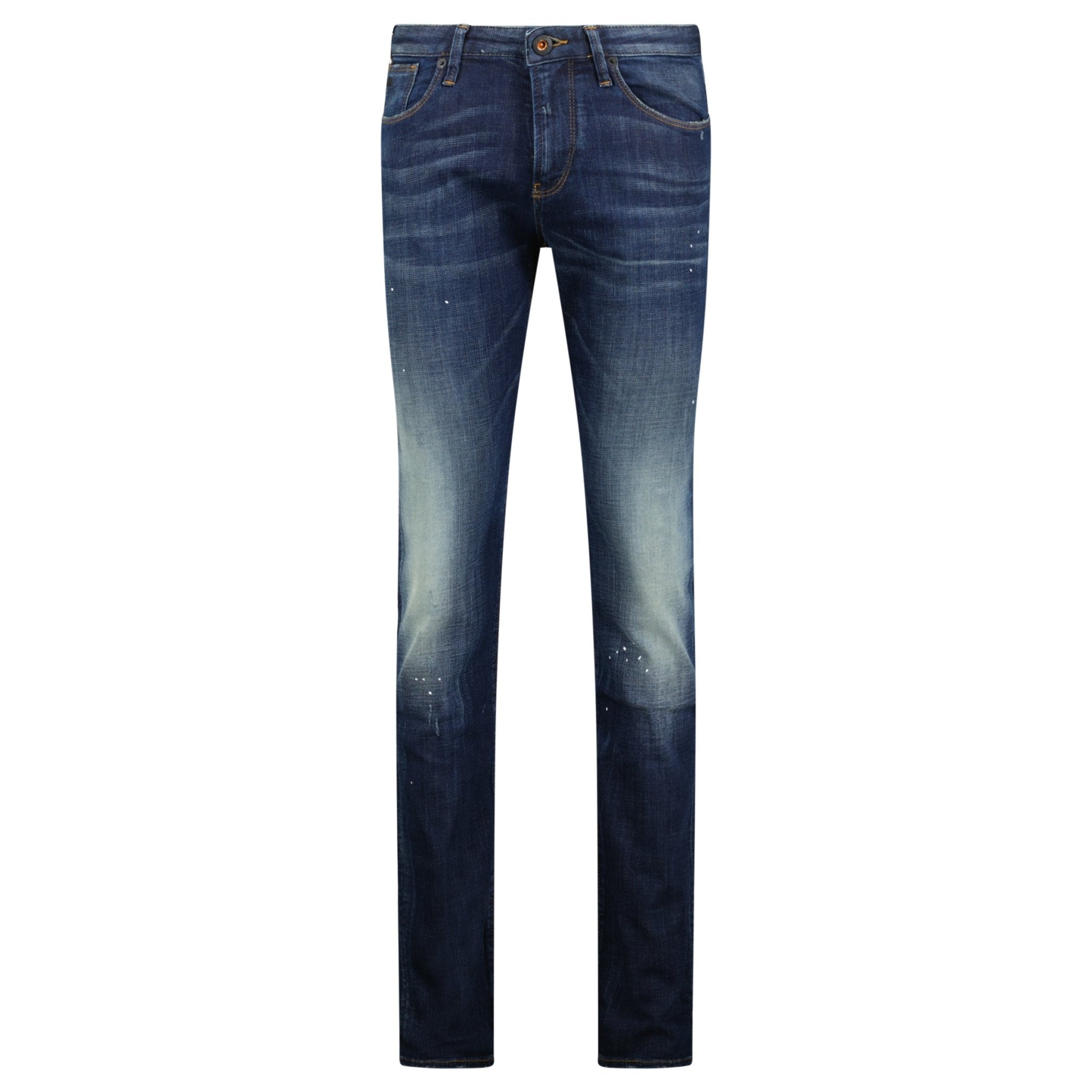 Color variation of J06 Slim Fit 5 Pocket Paint Splatter Jeans Blue