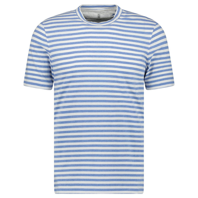 Brunello Cucinelli Stripe Crew Neck Slim Fit T-Shirt White & Blue - Boinclo - Outlet Sale Under Retail