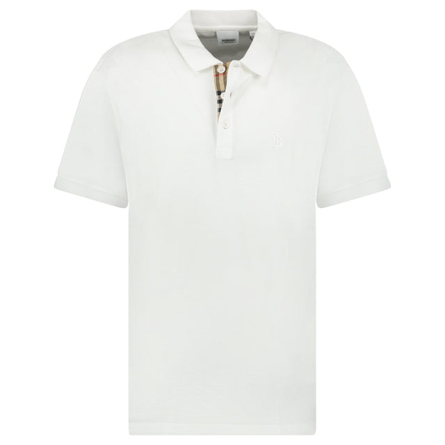 Burberry 'Eddie' TB Check Placket Polo - Shirt White - Boinclo - Outlet Sale Under Retail