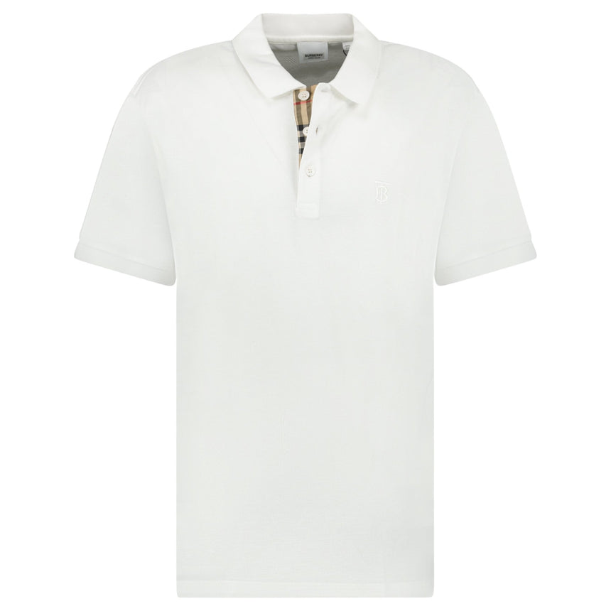 Burberry 'Eddie' TB Check Placket Polo - Shirt White - Boinclo - Outlet Sale Under Retail