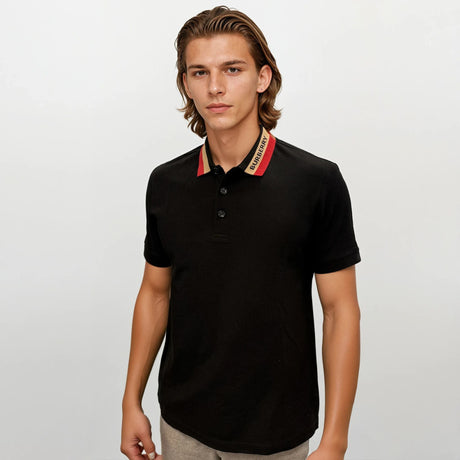 Burberry 'Edney' Collar Logo Polo - Shirt Black - Boinclo - Outlet Sale Under Retail
