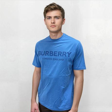 Burberry 'Ellison' London Logo Print T-Shirt Blue - Boinclo - Outlet Sale Under Retail