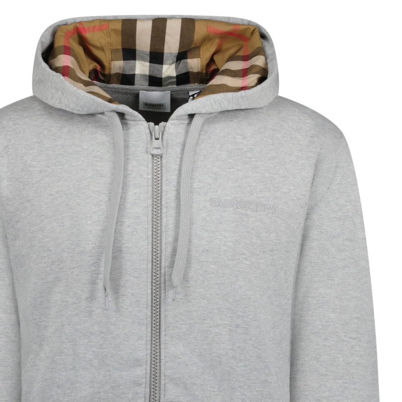 Burberry 'Hove' check Hood Embroidery Logo Hoodie Zip
