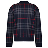 Burberry 'Morland' Knitted Wool Bomber Jacket Check Navy - Boinclo - Outlet Sale Under Retail