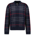 Burberry 'Morland' Knitted Wool Bomber Jacket Check Navy - Boinclo - Outlet Sale Under Retail