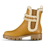 Christian Louboutin Chelsea Shearling - Trimmed Leather Ankle Boots Terra/Lin Beige - Boinclo - Outlet Sale Under Retail