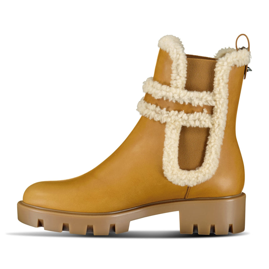 Christian Louboutin Chelsea Shearling - Trimmed Leather Ankle Boots Terra/Lin Beige - Boinclo - Outlet Sale Under Retail