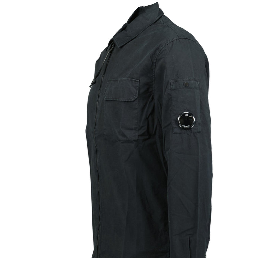 Lens Zip-Up Overshirt Black