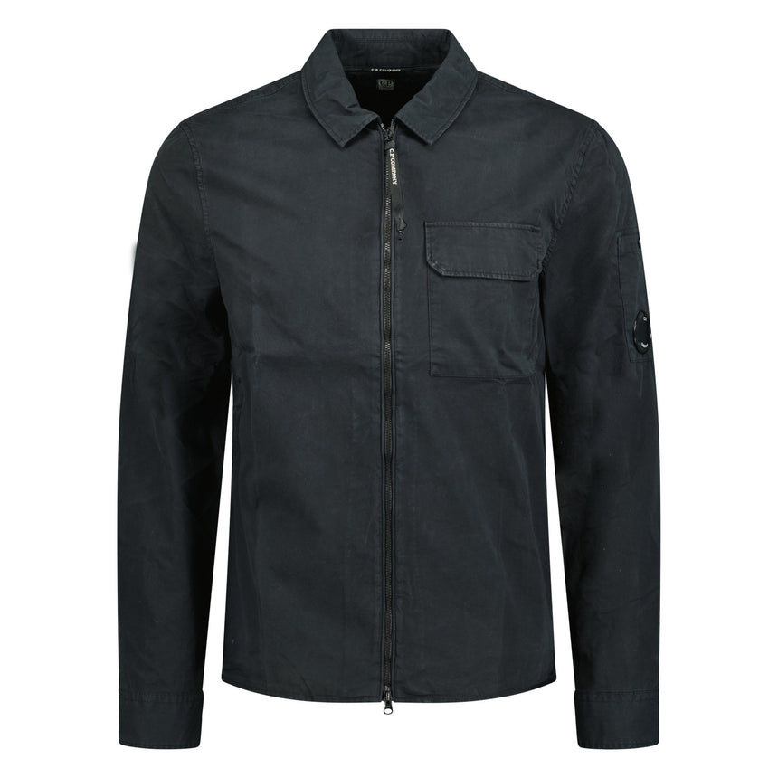 Lens Zip-Up Overshirt Black