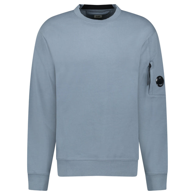 CP Company Stormy Blue Diagonal Raised Fleece Crewneck Lens Sweatshirt - Boinclo - Outlet Sale Under Retail