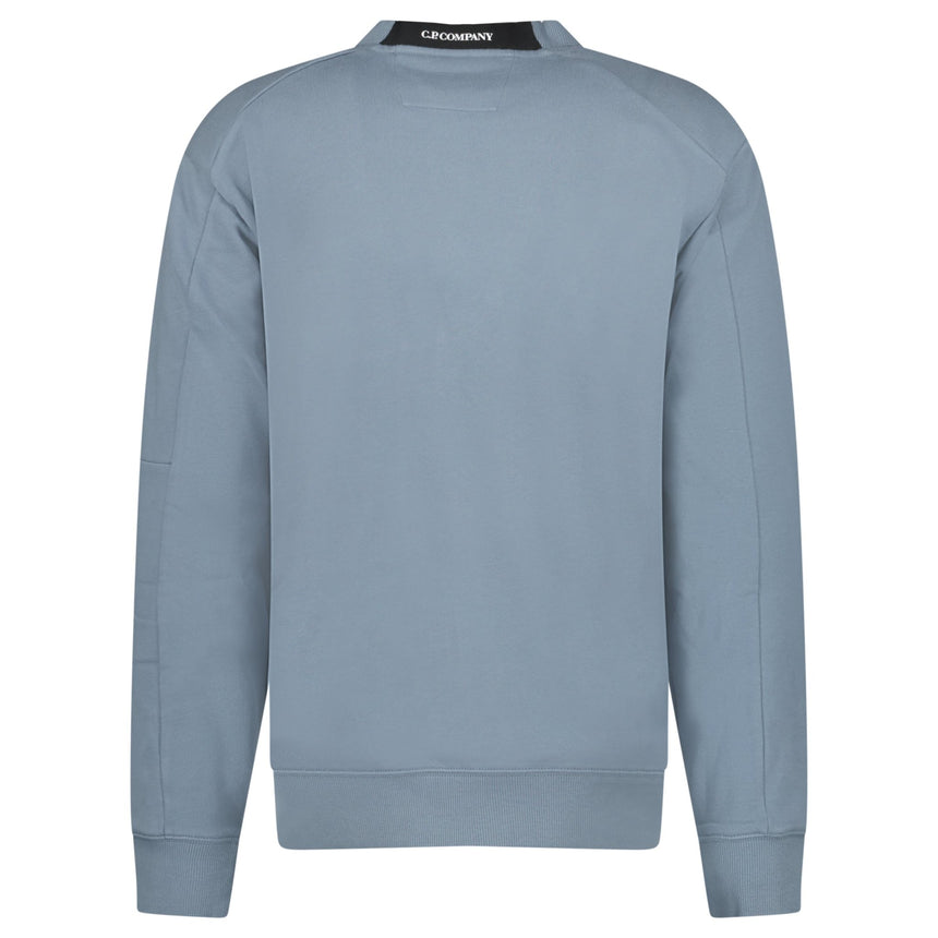 CP Company Stormy Blue Diagonal Raised Fleece Crewneck Lens Sweatshirt - Boinclo - Outlet Sale Under Retail