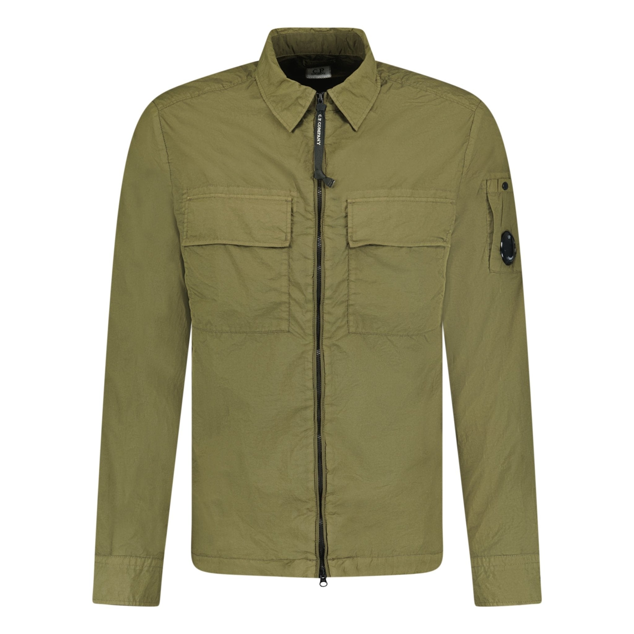 Color variation of Taylon-L Lens Chrome Zip-Up Jacket Khaki