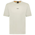 Hugo Boss Relaxed - Fit T-Shirt in Stretch Cotton with Logo Print Beige - Boinclo - Outlet Sale Under Retail