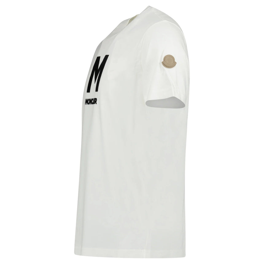 Moncler Velvet M Logo T-Shirt White - Boinclo - Outlet Sale Under Retail