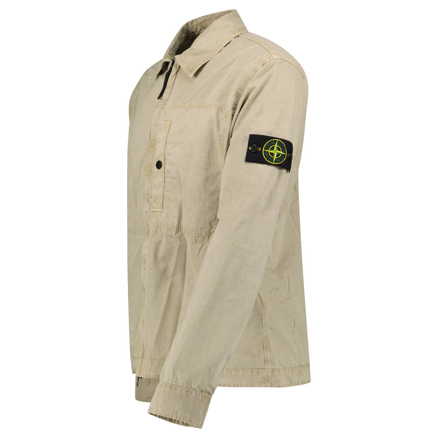 Stone Island Brushed Organic Cotton Canvas Overshirt in Desert - Boinclo - Outlet Sale Under Retail