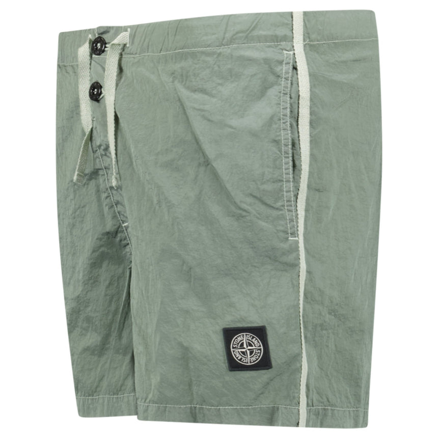 Stone Island Compass Button Chrome Swim Shorts Sage Green - Boinclo - Outlet Sale Under Retail