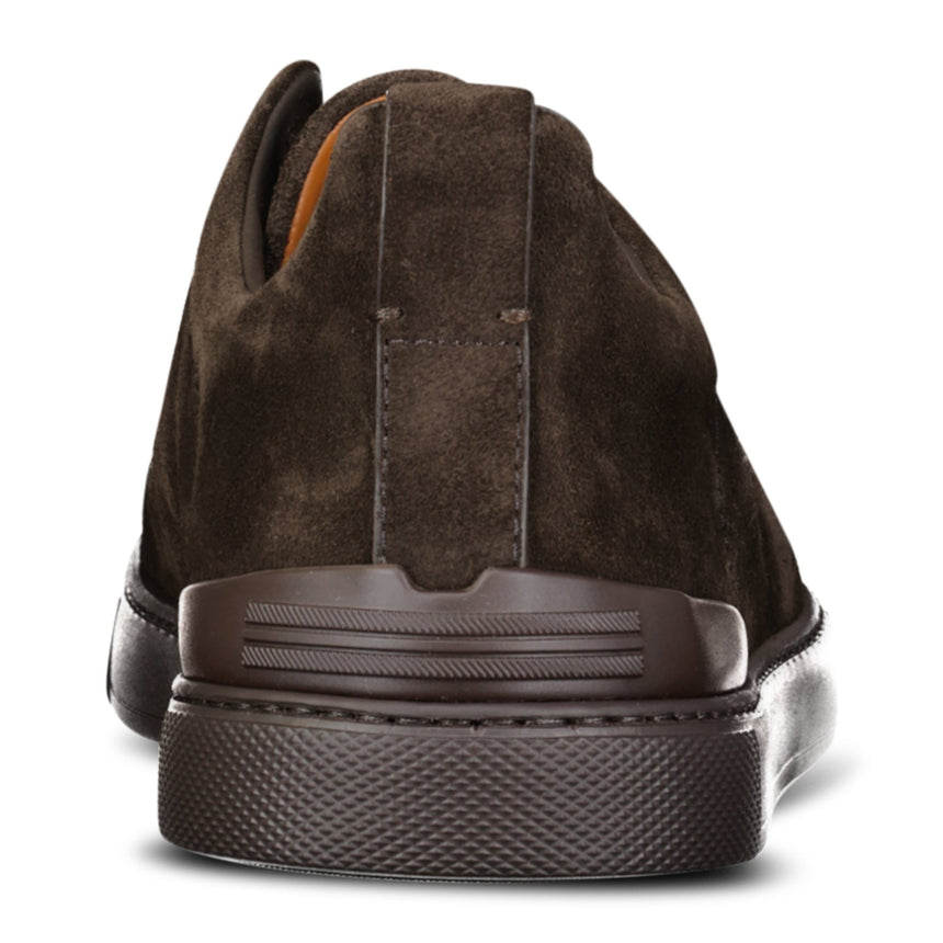 Zegna Triple Stitch Trainers Dark Brown Suede - Boinclo - Outlet Sale Under Retail