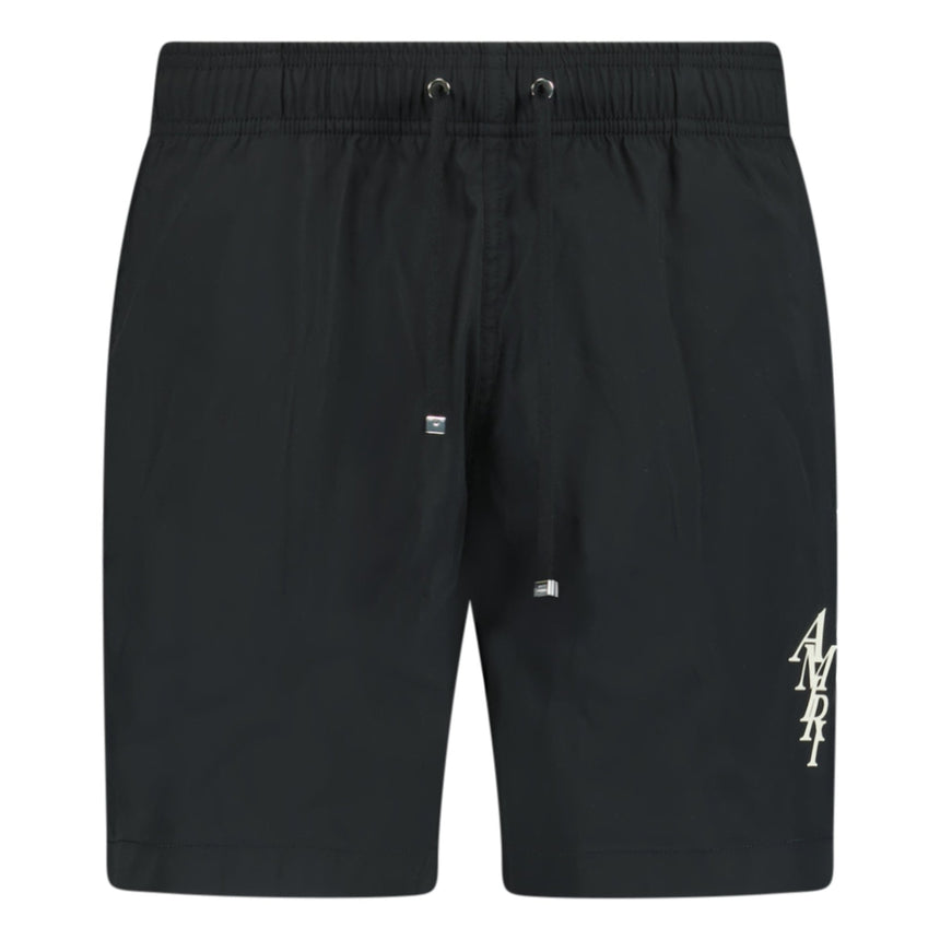 Amiri Staggered Logo-Print Drawstring Swim Shorts Black - Boinclo ltd - Outlet Sale Under Retail