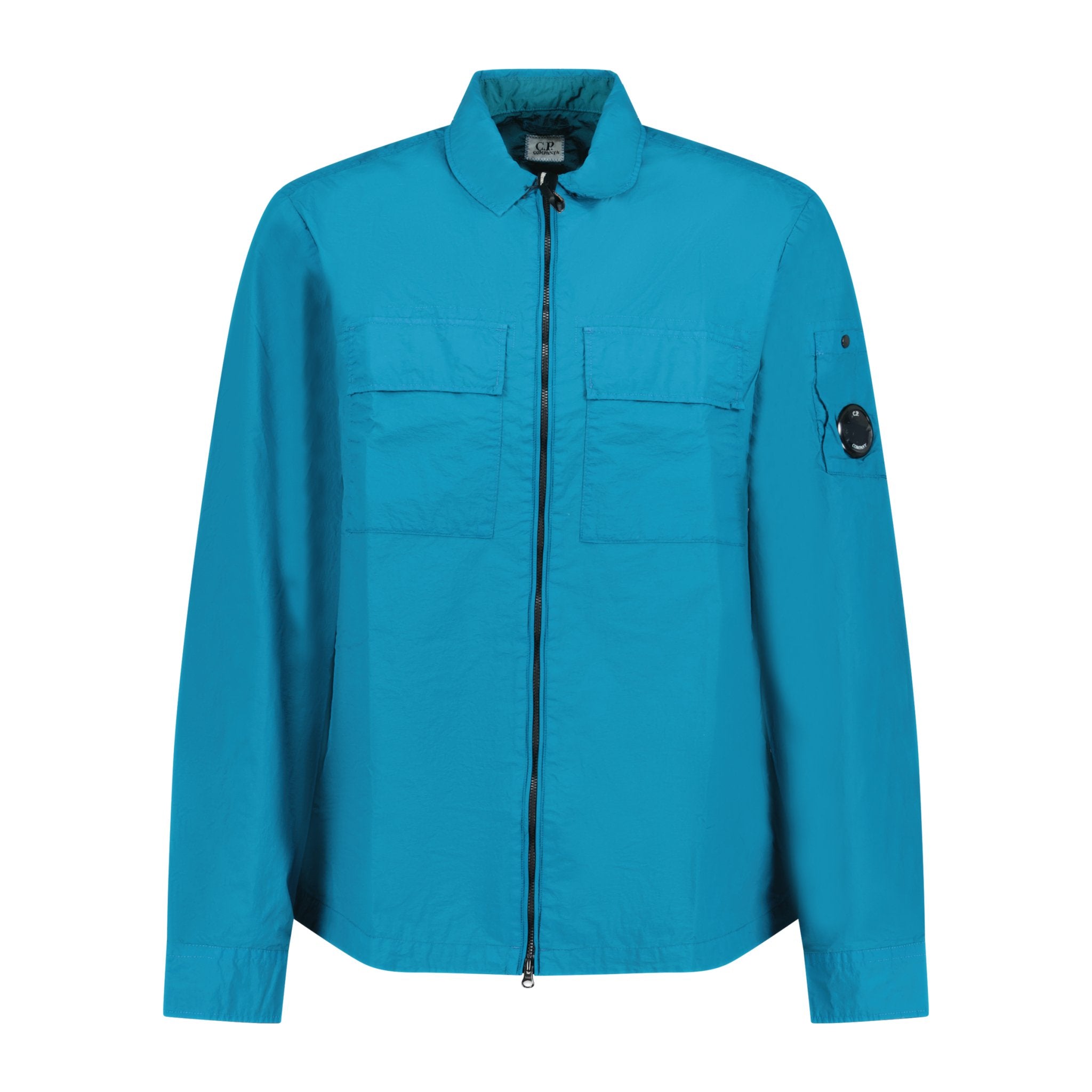 Color variation of 'Taylon L' Chrome Lens Overshirt Jacket Teal