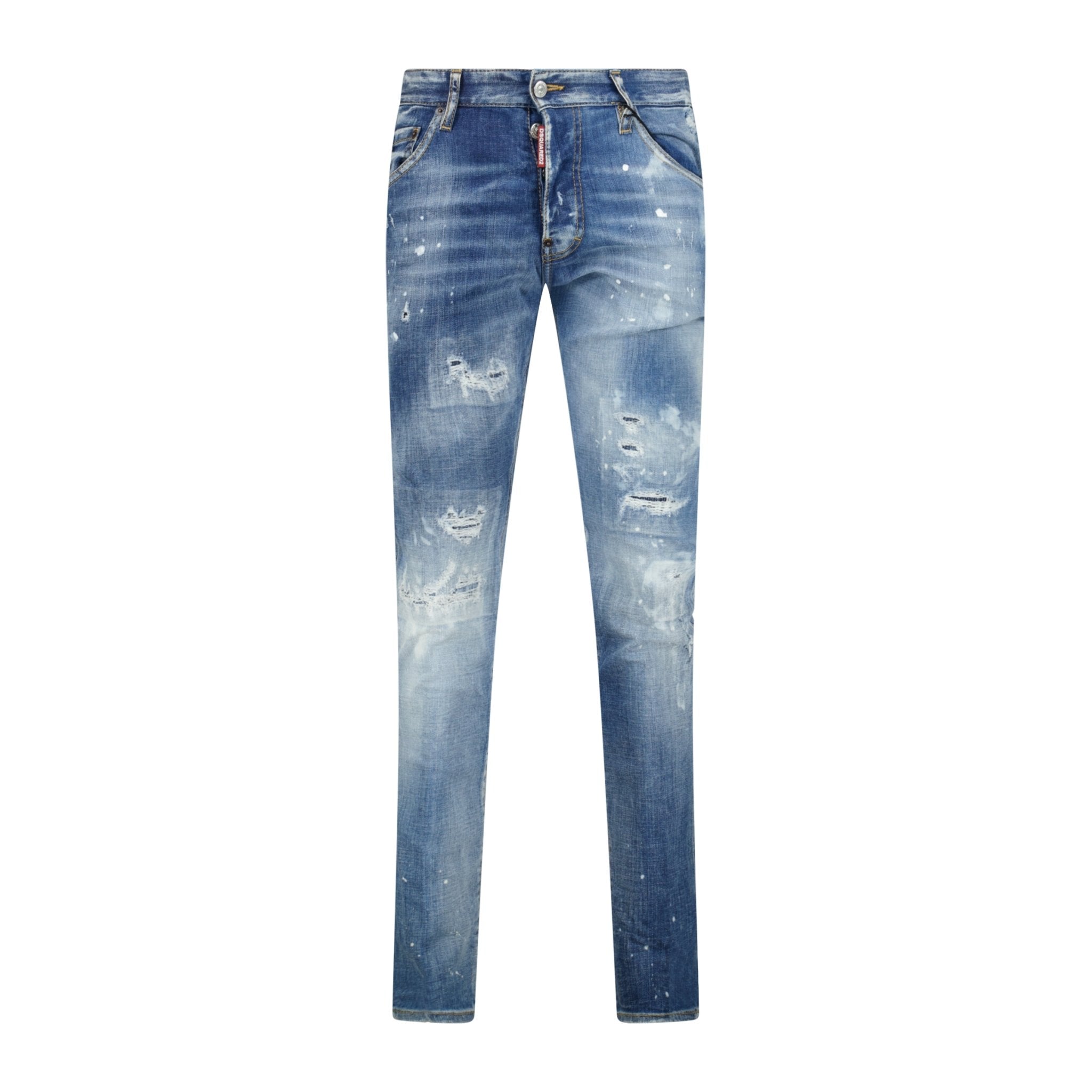 Color variation of 'Cool Guy' Paint Splatter Slim Fit Jeans Blue