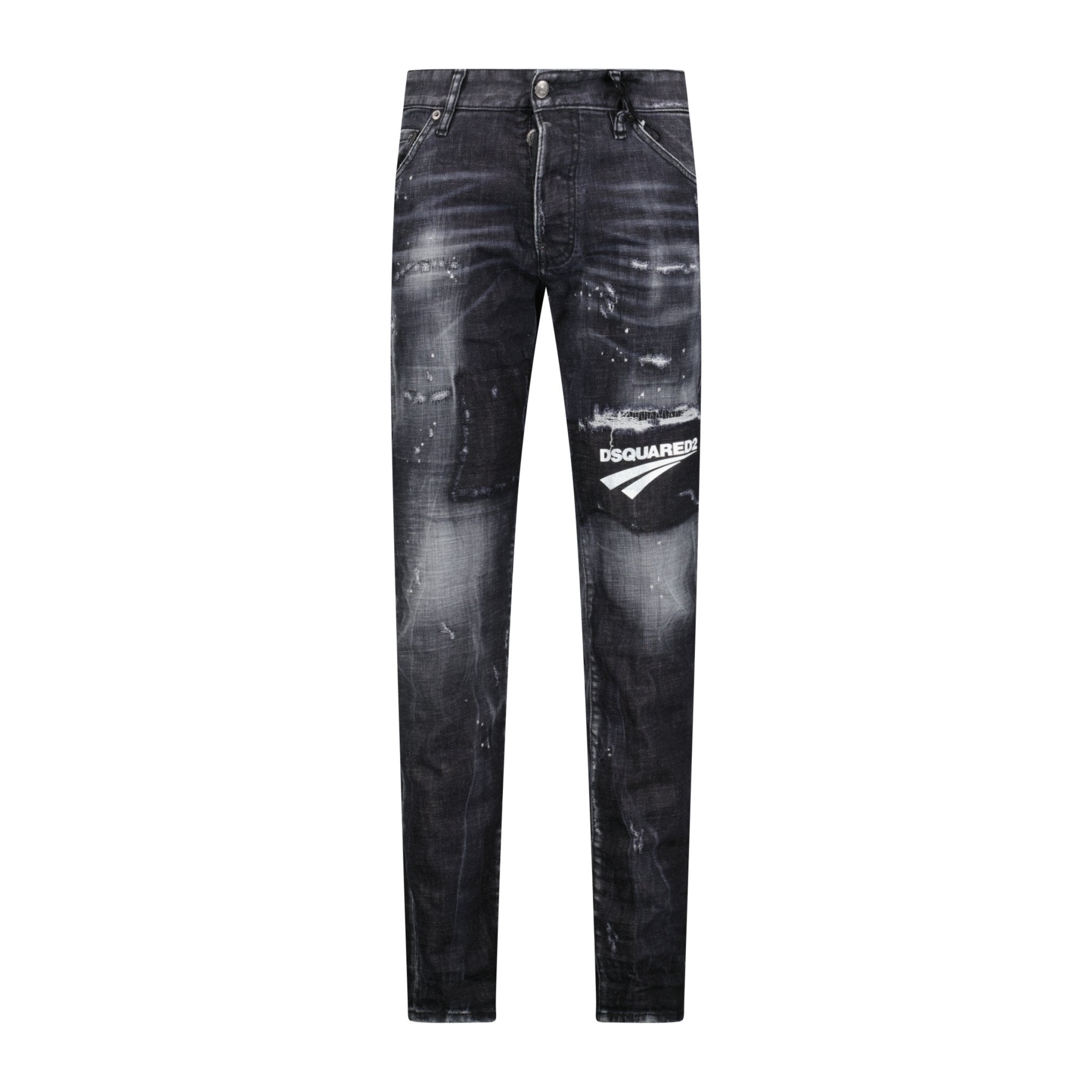 Color variation of 'Cool Guy' Print Logo Slim Fit Jeans Black