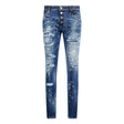 DSquared2 'Super Twinky Jean' Brown Patch Paint Splatter Jeans Blue - Boinclo ltd - Outlet Sale Under Retail